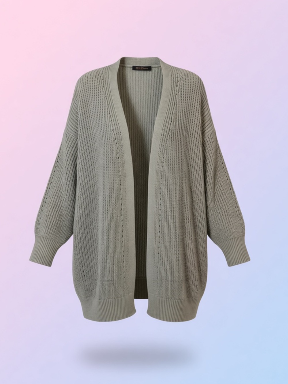 Open-Front Knit Cardigan Sweater in Sage Green